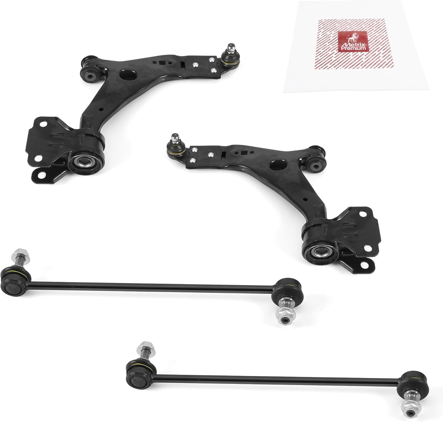 Metrix Premium Chassis Parts - 4 PC Front Lower Control Arm & Front Sway Bar Stabilizer End Link Kit Fits 13-19 Ford Escape, 16-18 Focus AWD, Replacement RK622136, RK622161, K750554, Made in Europe