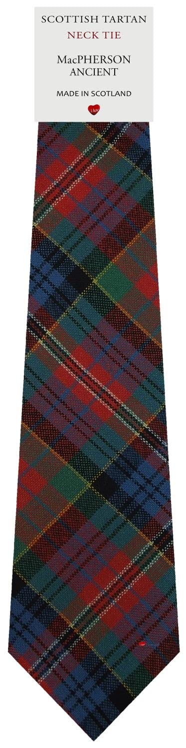 I LUV LTD Mens All Wool Tie Woven And Made in Scotland in MacPherson Ancient Tartan