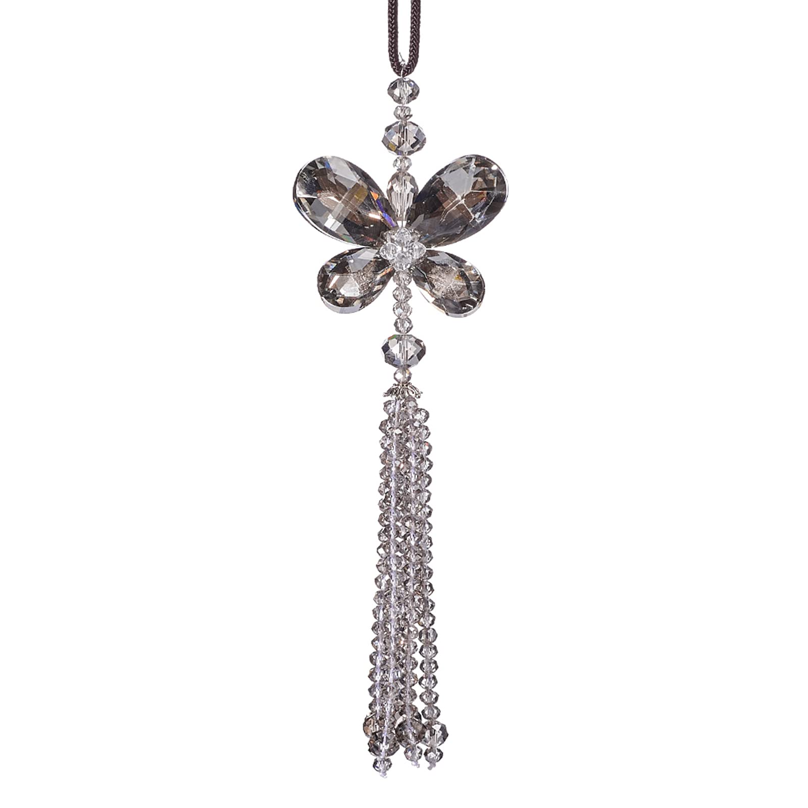Crystal Butterfly Car Rear View Mirror Accessories Lucky Car Hanging Ornament (Gray)