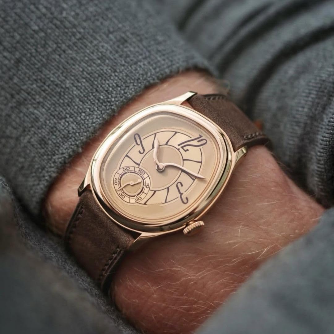 Gosasa Orologio da polso al quarzo, unisex, elegante, con cinturino in pelle morbida, design unico a spirale, alla moda, per uomo e donna, regalo elegante per lui o per lei