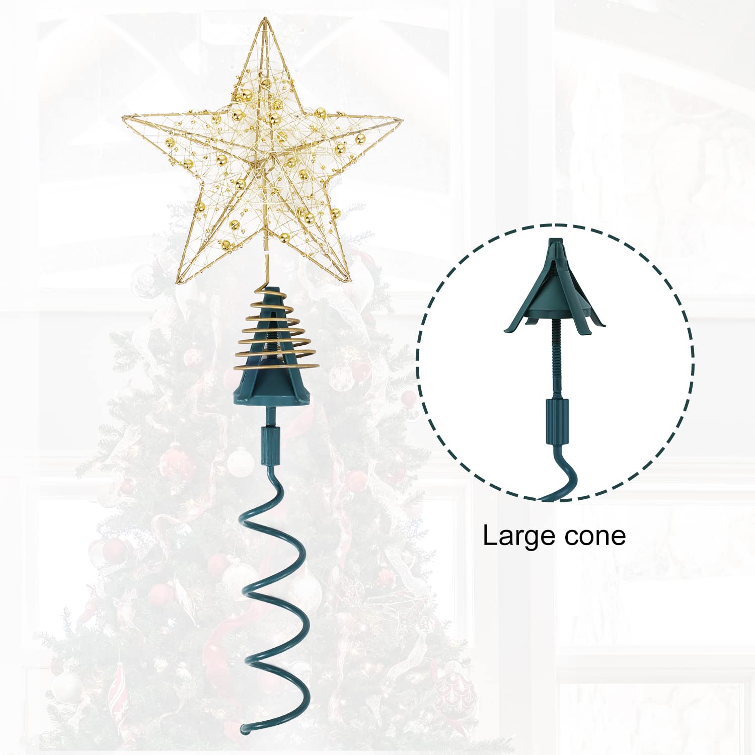 Supporto Universale Girevole per Topper Albero di Natale - Attacco Regolabile per Stabilizzare e Sostenere Decorazioni per Cime d'Albero - Adatto a Tutti i Tipi di Cime