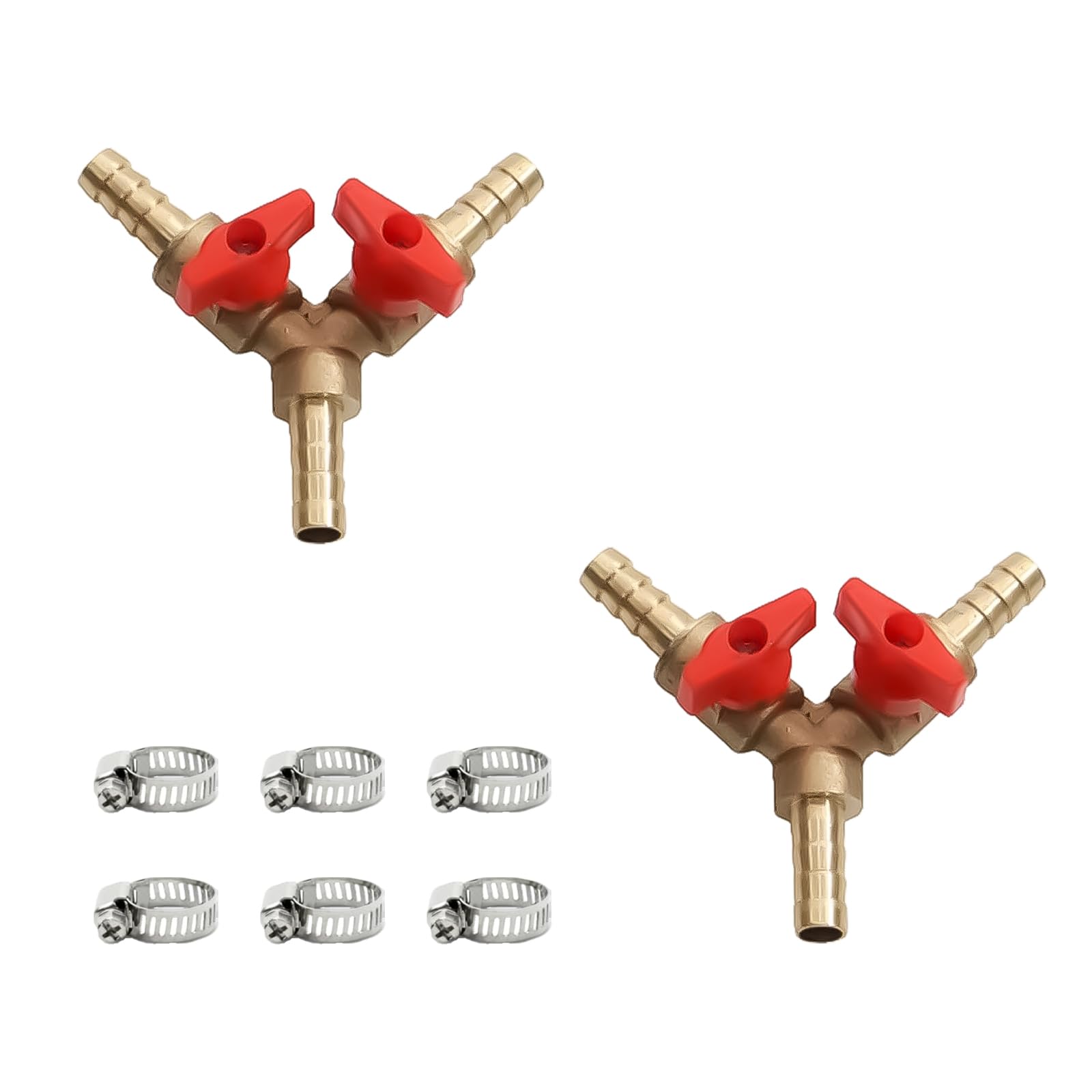 Valvola a sfera con portagomma in ottone a 3 vie, connettore per tubo flessibile, 2 interruttori, valvola a forma di Y in ottone con 6 morsetti, connettore per tubo flessibile a Y