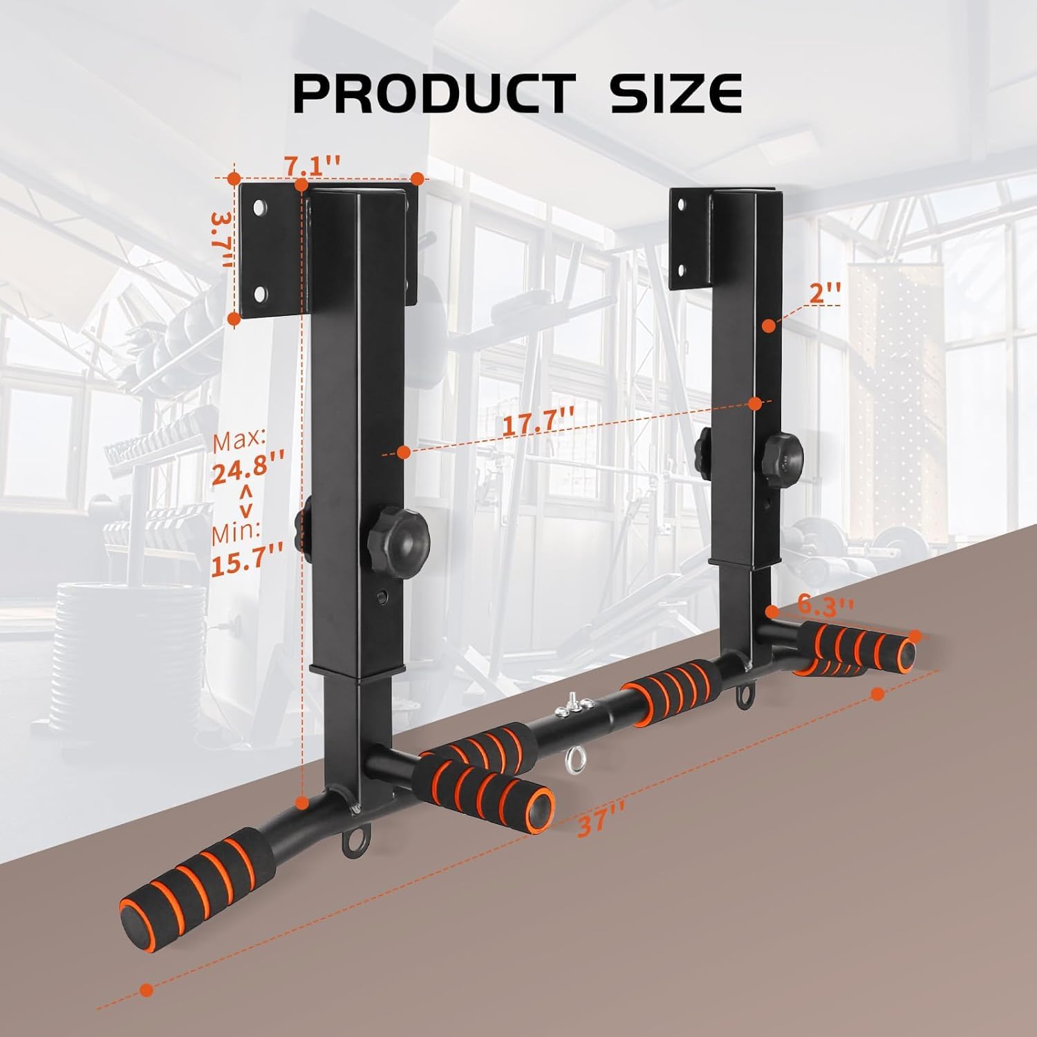 Barra di supporto per trazioni, resistente, regolabile in altezza, fino a 200 kg, con impugnature antiscivolo, attrezzatura per allenamento di forza, per casa e palestra
