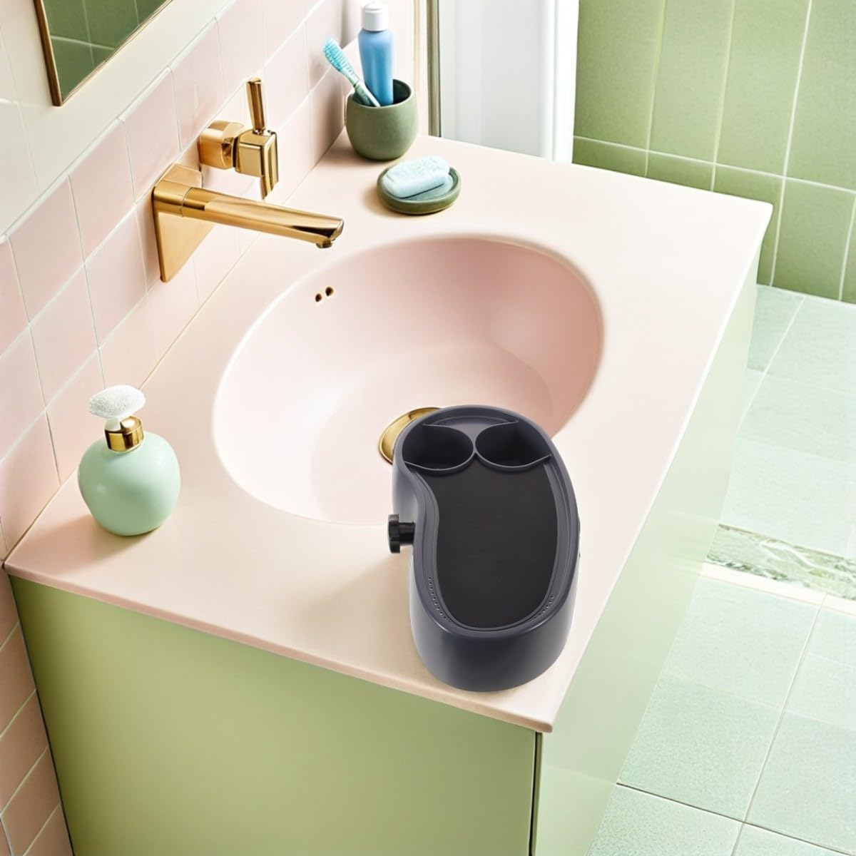 Kisangel Bandeja Ajustable para Bañera con Soporte Antideslizante para Dos Tazas, Material Plástico, Adecuado para Fiestas en Casa y Sesiones de Hidroterapia