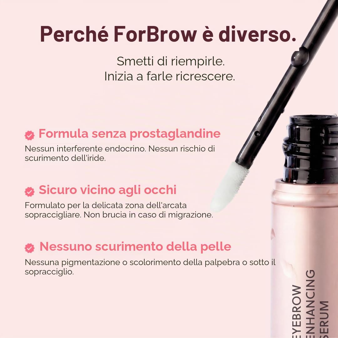 ForChics Siero per la crescita delle sopracciglia balsamo per sopracciglia più folte e spesse in 2 settimane, formula vegana e cruelty-free, nuovi peptidi innovativi