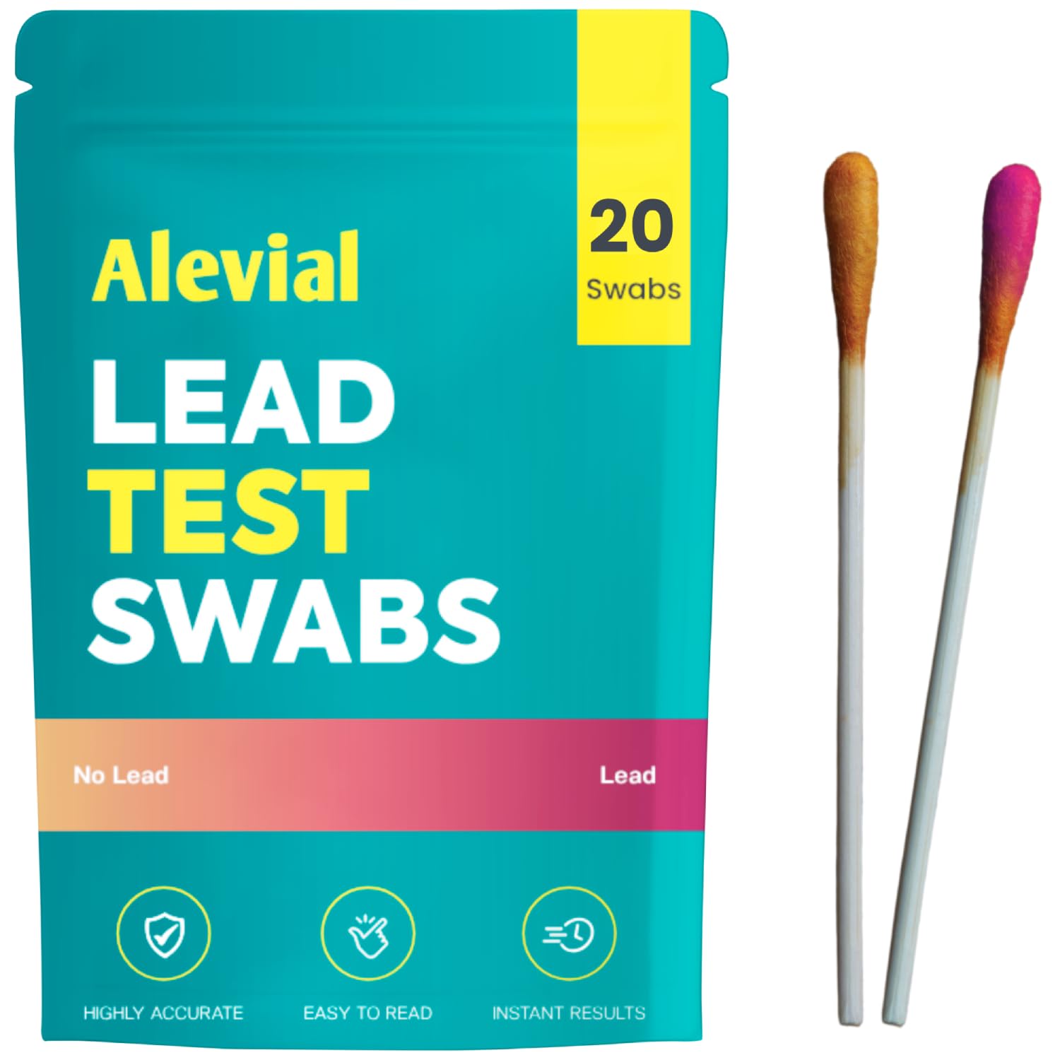 Lead Test Kit 20 Pack Instant Testing Swabs for Home Dip Swab in Water (No Vinegar Required) Lead Detector Dishes Paint Metal Surface Detection by Alevial