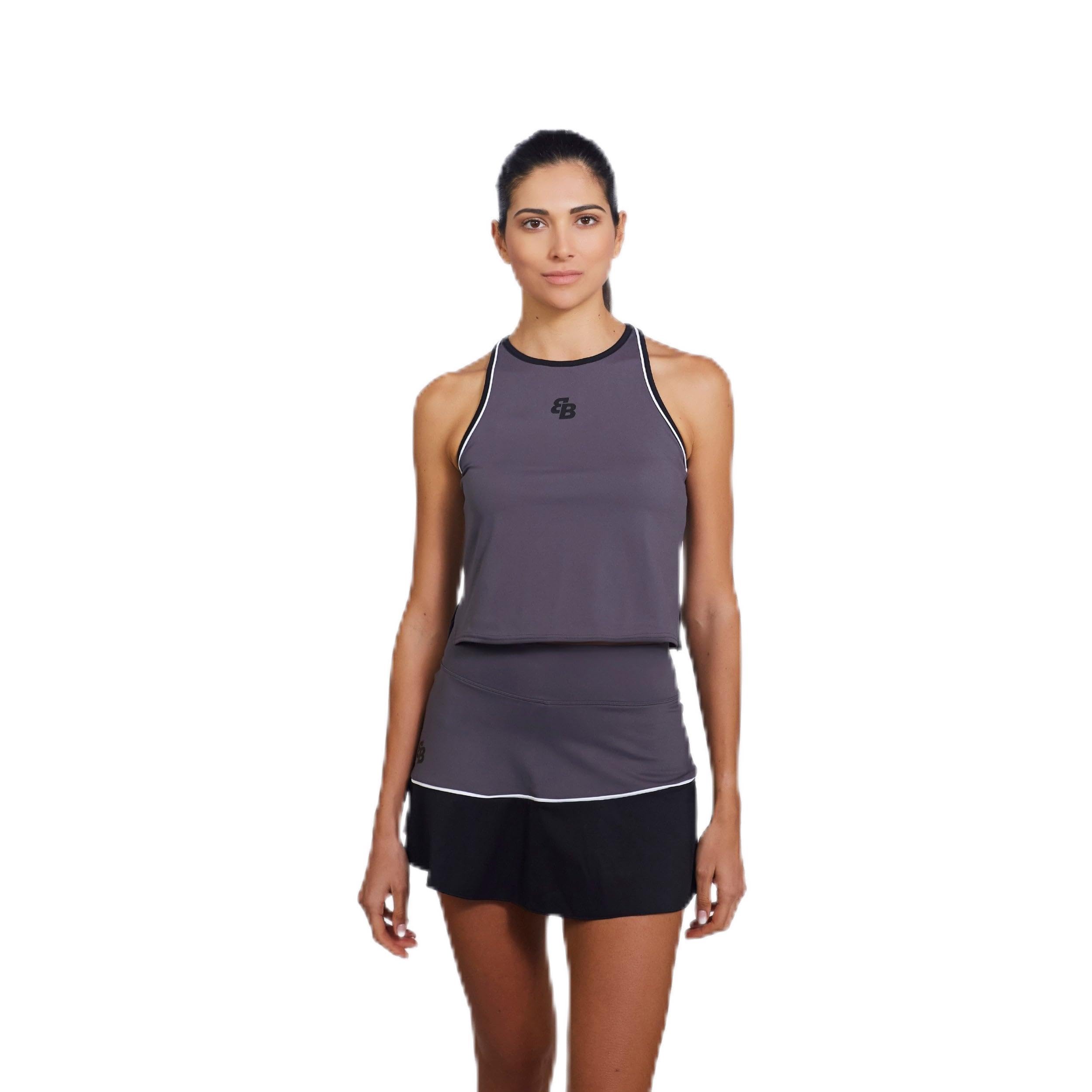 BB by Presepe Berbel Maglietta Media Selene Dark Grey Donna - Sportiva per paddle, Tennis, Pickleball e Palestra, Abbigliamento tecnico leggero, traspirante ed elastico