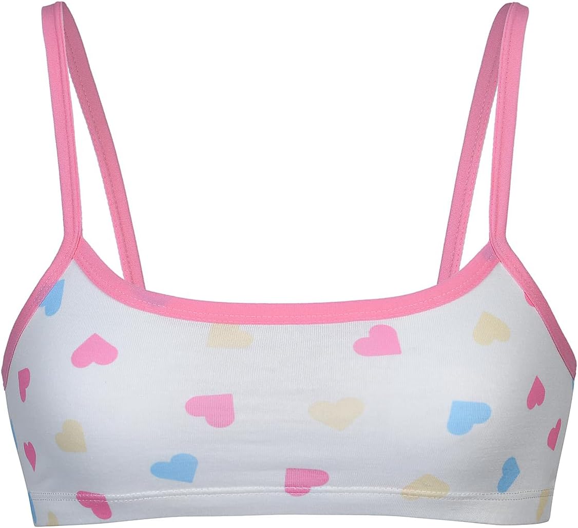 Girl's 4 Pack Soft Breathable Spaghetti Strap Bra Graphic Print Cropped Cami Bra