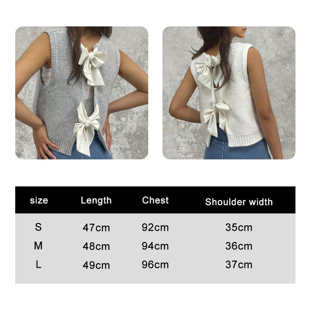 Sweter kamizelka top dla kobiet na co dzień krótki dzianinowy kardigan kamizelka muszka tył sweter tank topy bez rękawów moda dzianina