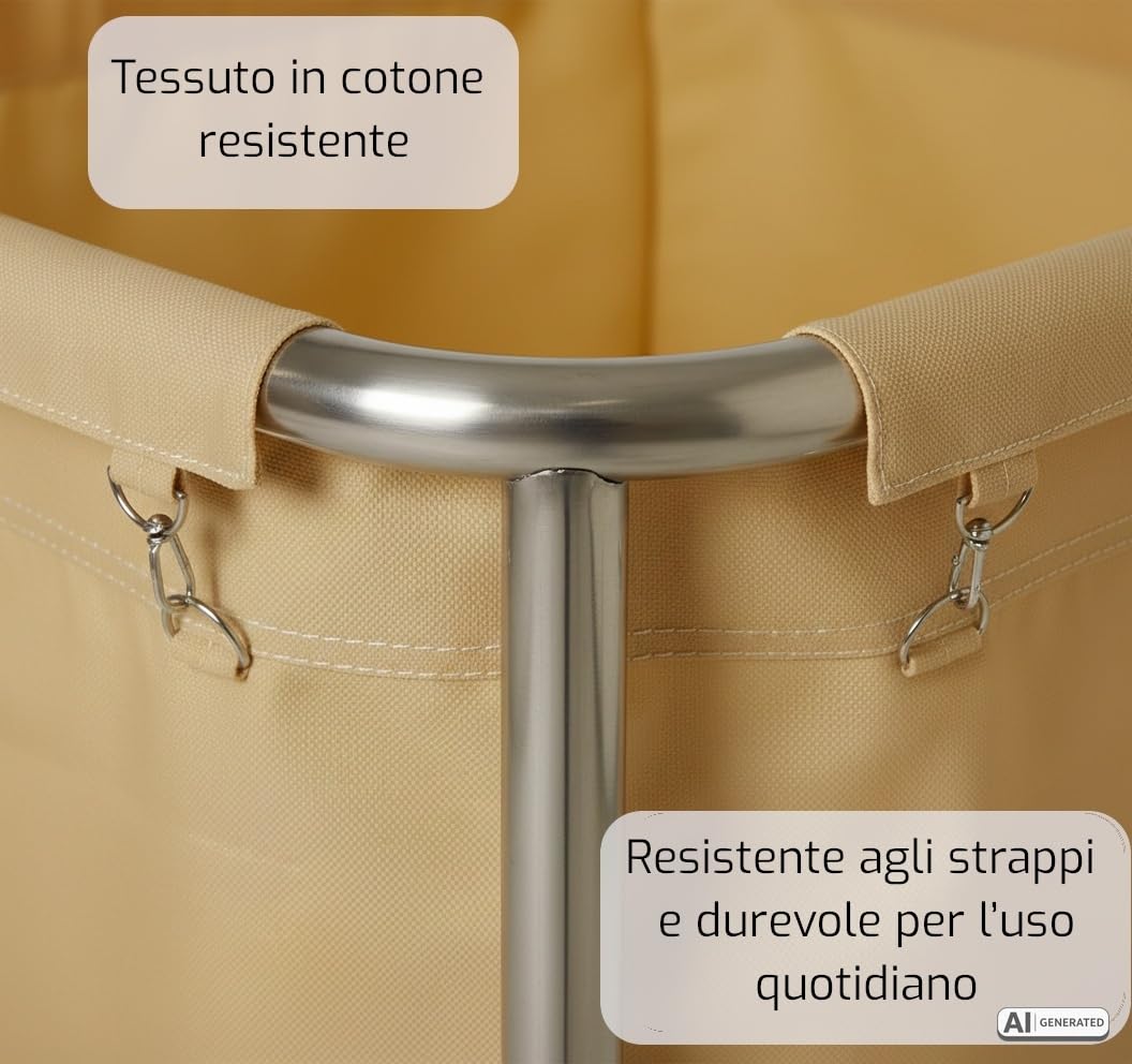 SARO AF 264 - Carrello portabiancheria, da 900 x 650 x 850 mm, con struttura in acciaio inox, sacco in cotone rimovibile, per circa 25 kg di biancheria