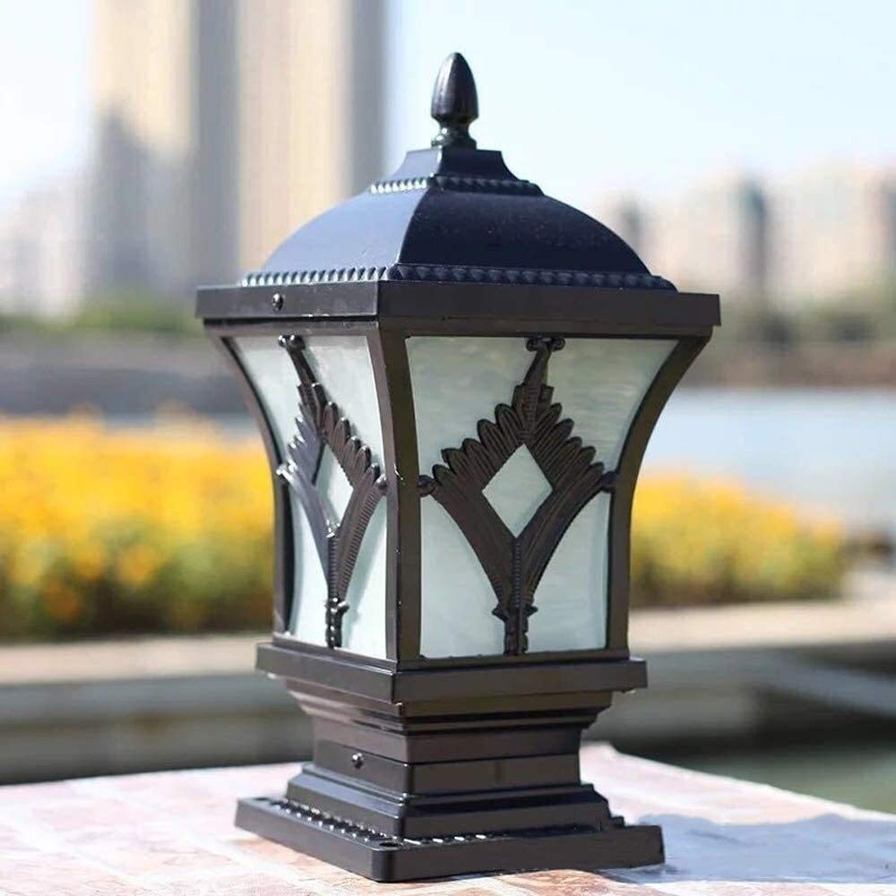 HXYSXHJUO Continental Retro Industry Waterproof Outdoor Column Lamp Pathway Driveway Landscape Lighting Floor Lawn Wall Patio Pillar Post E27 Exterior Pedestal