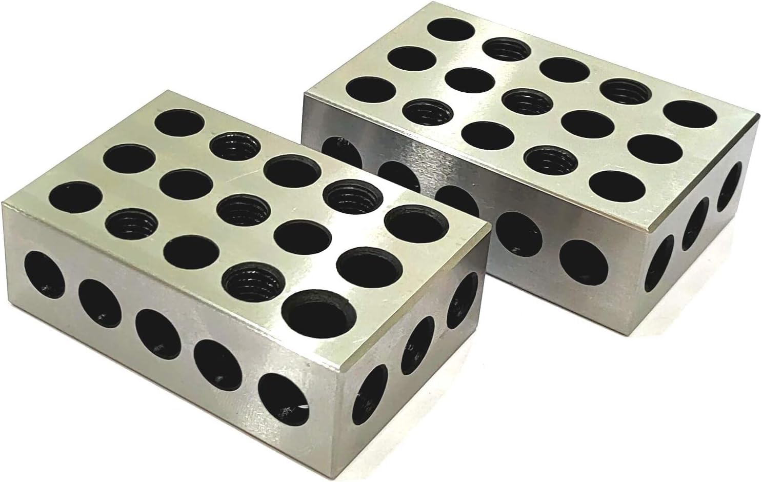 Tool Steel EN31 Deep Hardened Ultra Precision 1-2-3 Blocks (23 Holes) (2 Pairs (4 Pc))