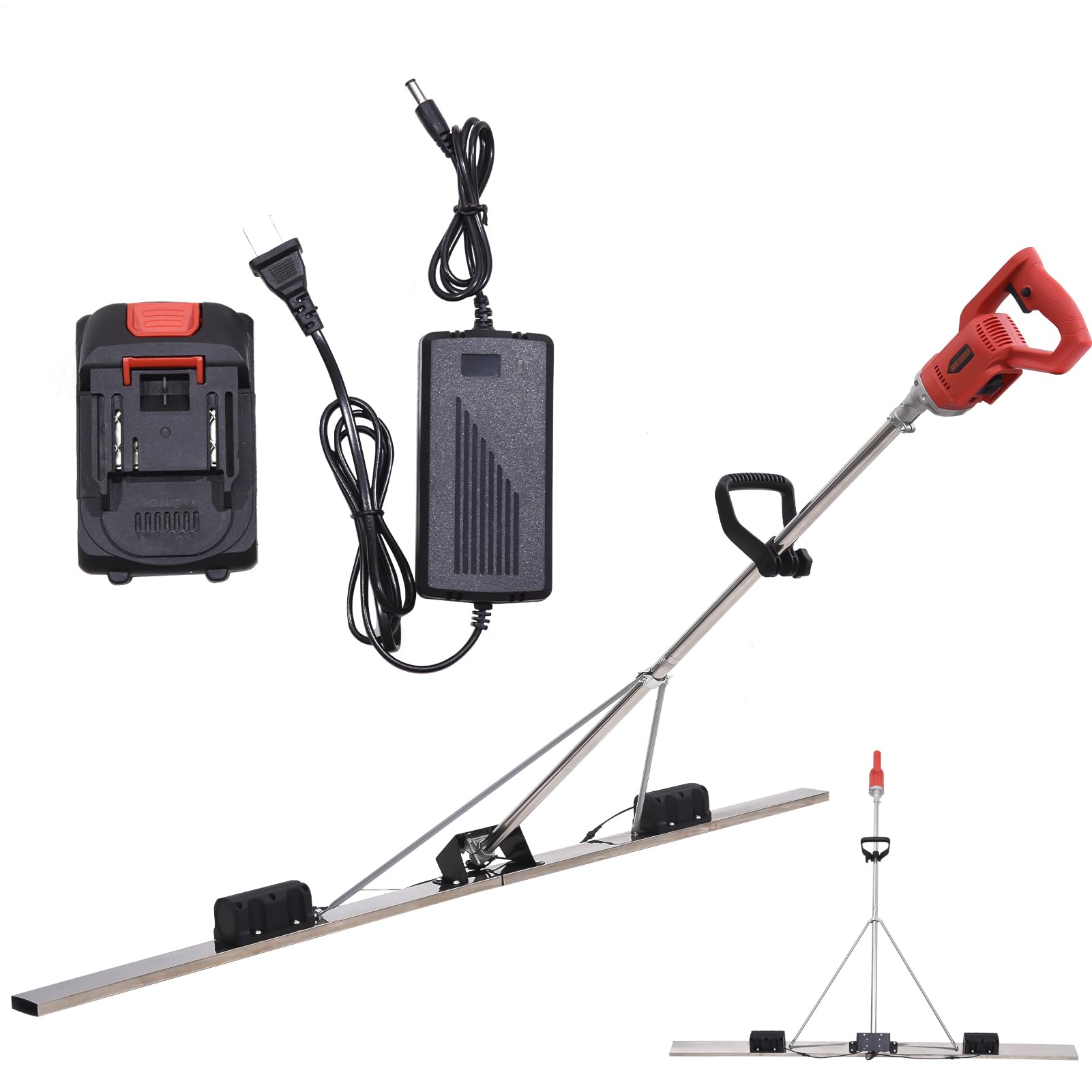 Power Concrete Screed Vibratory Kit Concrete Finishing Tool, Cordless Electric Screed Cement Finishing Vibrating Machin with 6ft Boards, Machine Head