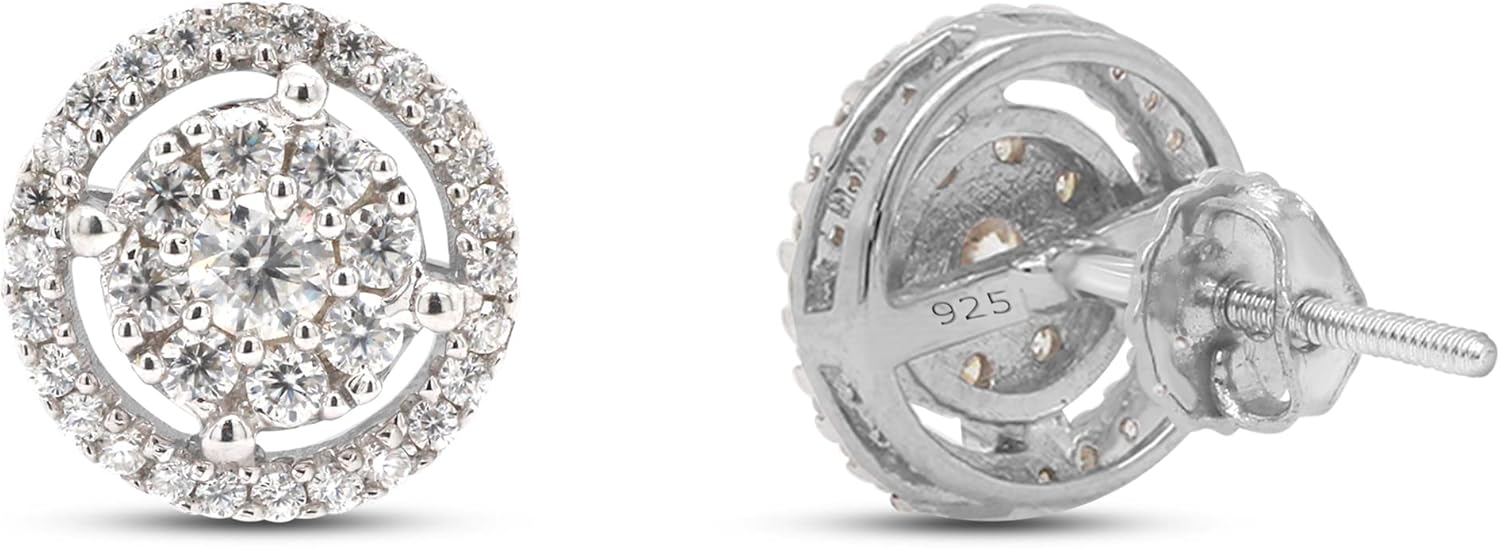 SAVEARTH DIAMONDS 1/2 ct. t.w Round Cut Lab Created G-H Color Moissanite Diamond Halo Stud Earrings In 14k Gold Over Sterling Silver Jewelry For Women Engagement, (0.50 Cttw, VVS1 Clarity) - Image 4