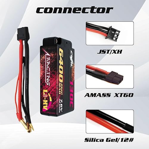 Miniatura 2 de CNHL 6400mAh 2S Lipo Battery Shorty High Voltage 7.6V 130C Estuche rígido con enchufe XT60 para RC coche, tanque, barco, avión, camión (2 paquetes)
