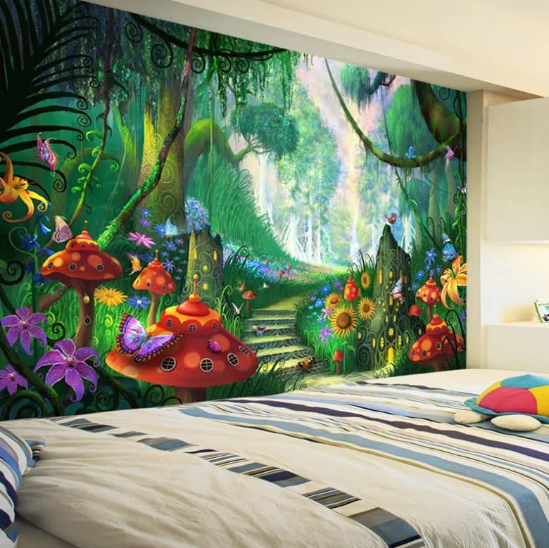 Papier peint 3D dessin animé fée forêt décoration murale chambre bébé