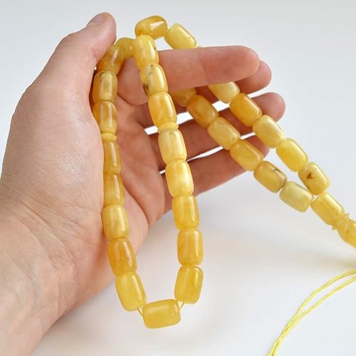 Butterscotch Raw Amber Barrel Beads 