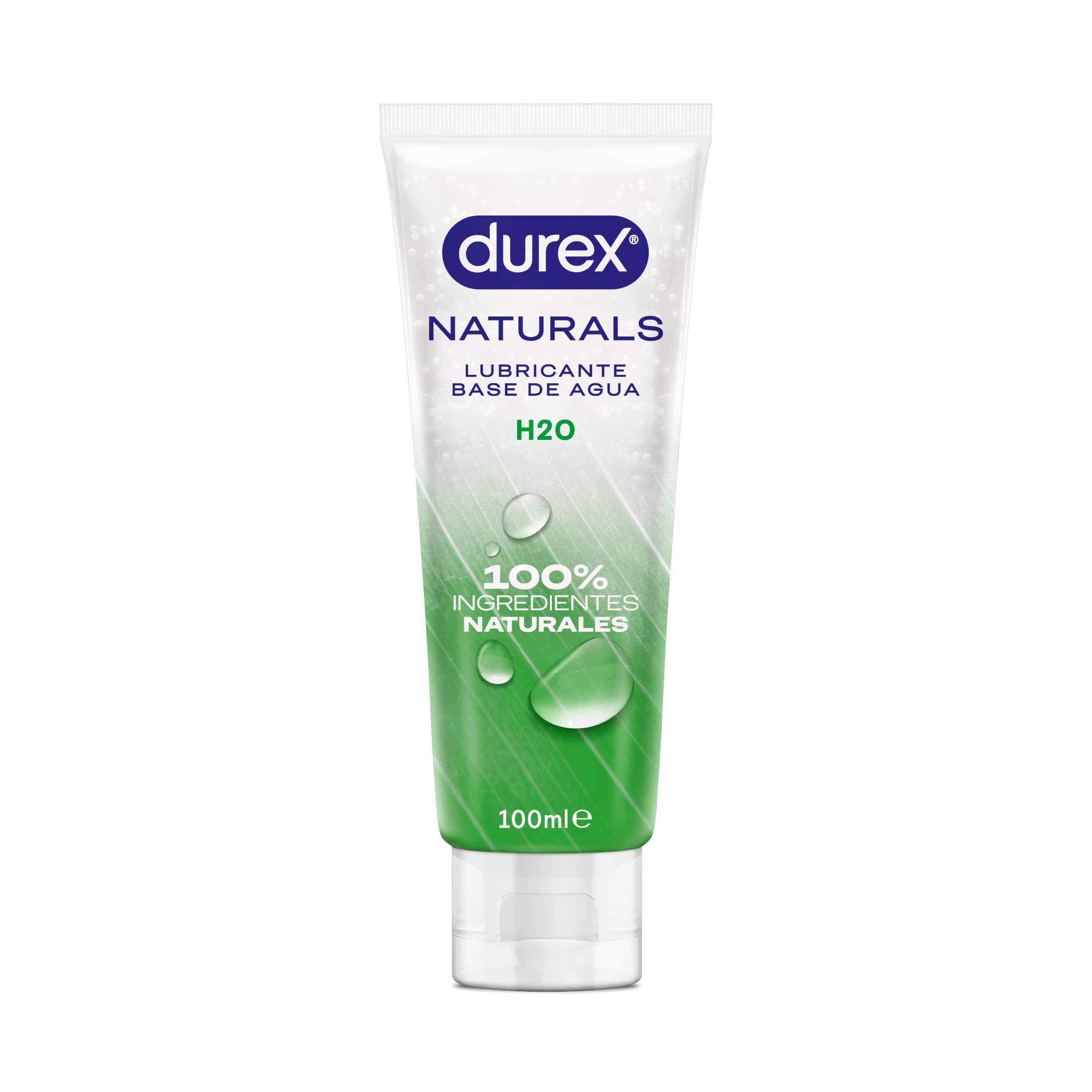 Durex 3035683 Naturals H2O Lubricante, 100% Natural sin Fragancia, Colorantes Ni Agentes Irritantes - 100 ml