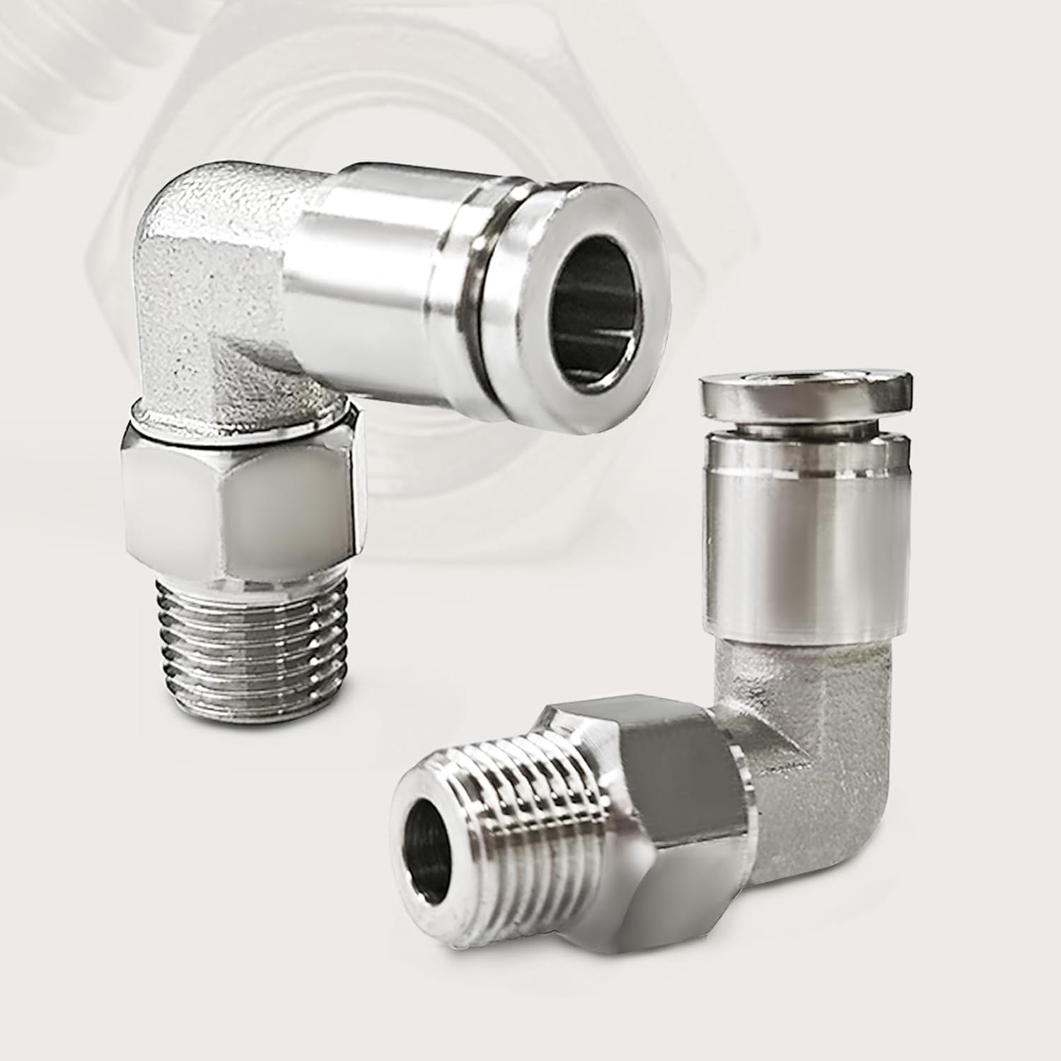 MILLISEC 2PCS 1/4"Tube OD-1/8"NPT Push to Connect Fitting Elbow | Pneumatic Male Elbow , 90 Degree Quick Connector for Air Suspension Compressor Air Horn Air Spring Bags