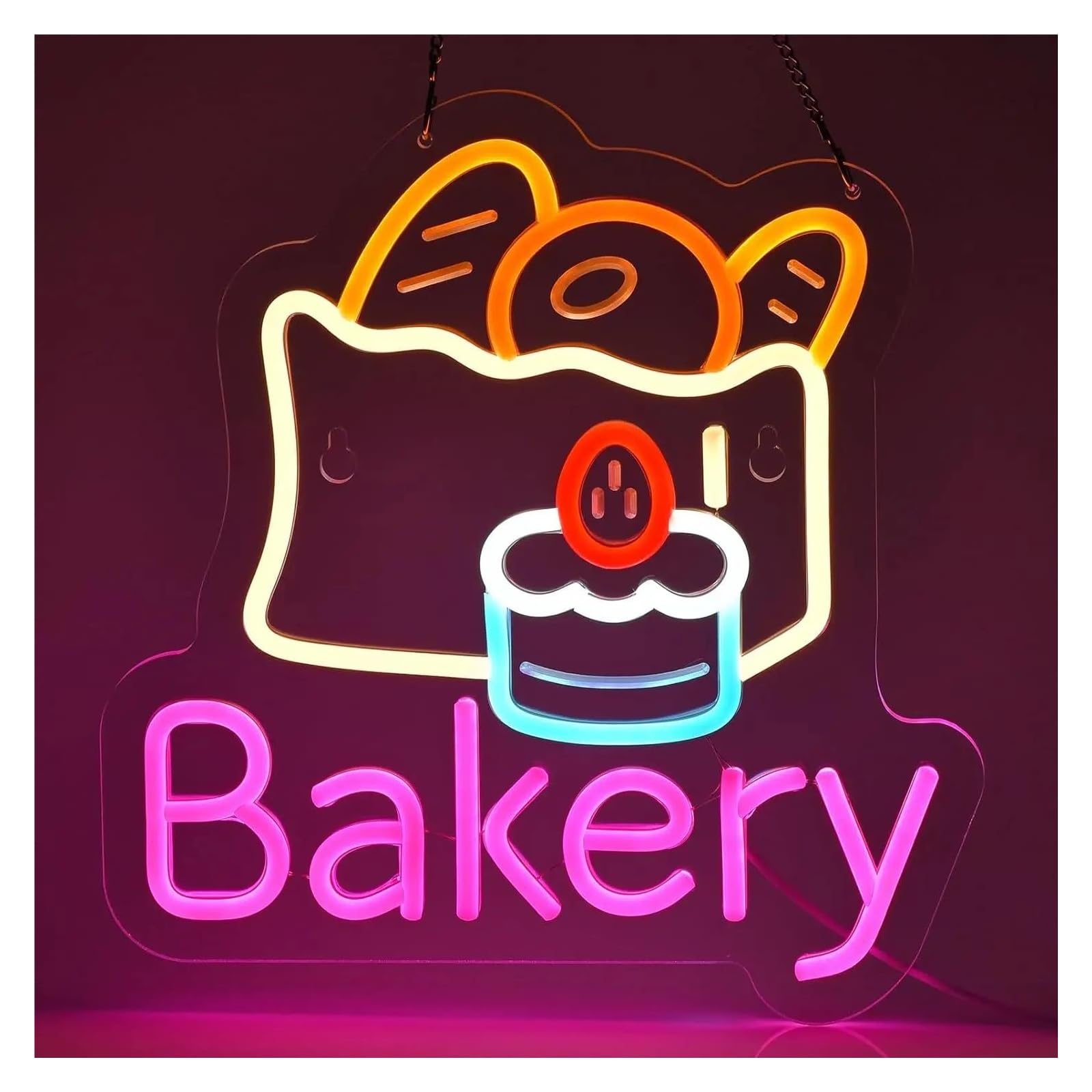 LEMST Signs Lamp Bakery Neon Sign for Kitchen Baking Dessert Shop Restaurant Business Cake Food Shop Cafe Wall Decor 30x32cm