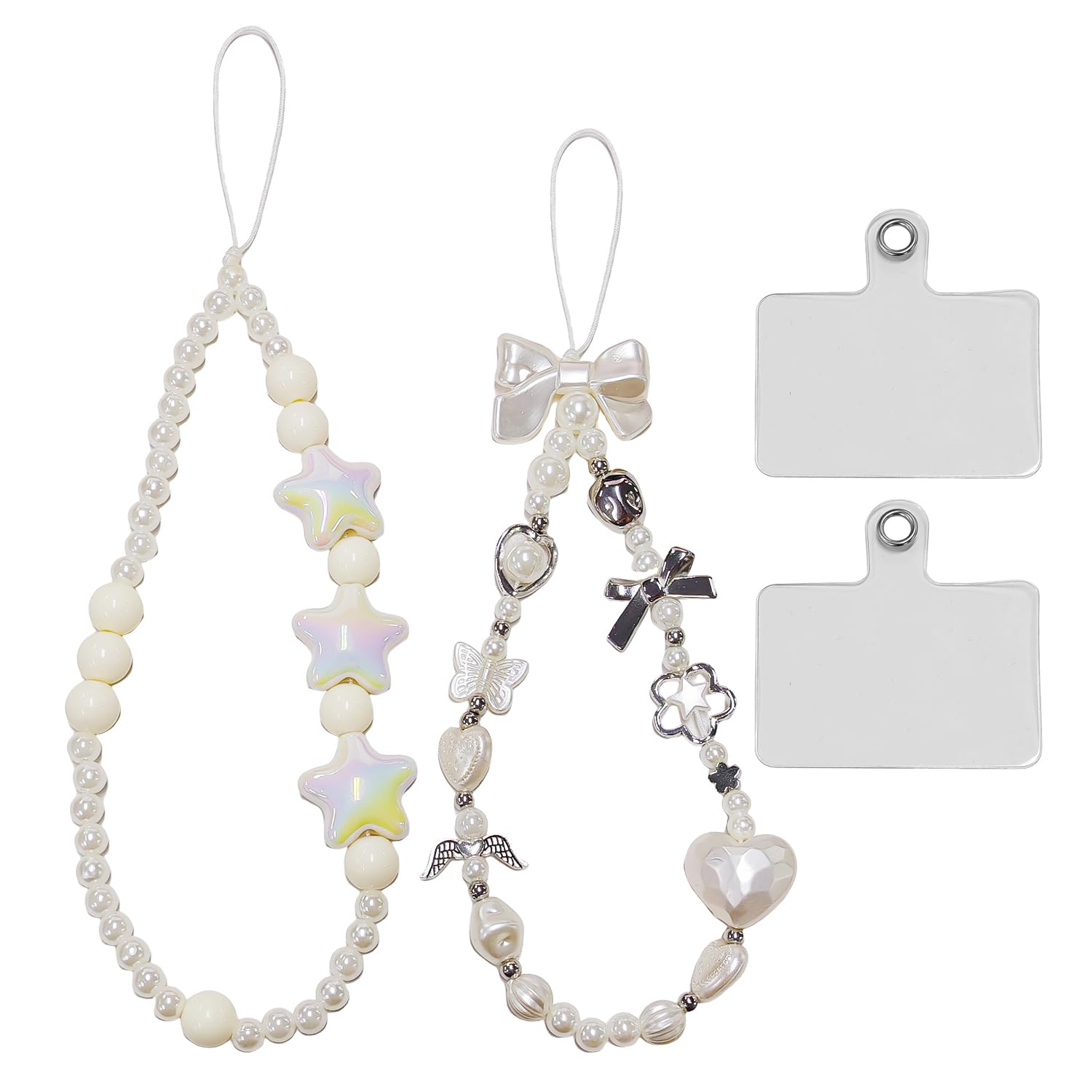 Ubsiuh Multicolor 2 Pieces Beaded Mobile Phone Hanging Chains & Clips, Simple & Versatile Pendants, Cute & Sweet Accessories