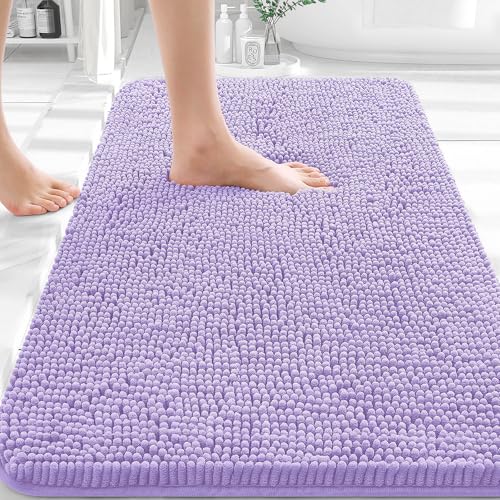 OLANLY Bathroom Rugs 30x20 Extra Soft Absorbent Chenille Bath Rugs Rubber Backing Quick Dry Machine Washable Bath Mats for Bathroom Floor Tub and Shower Home Decor Accessories Lavender