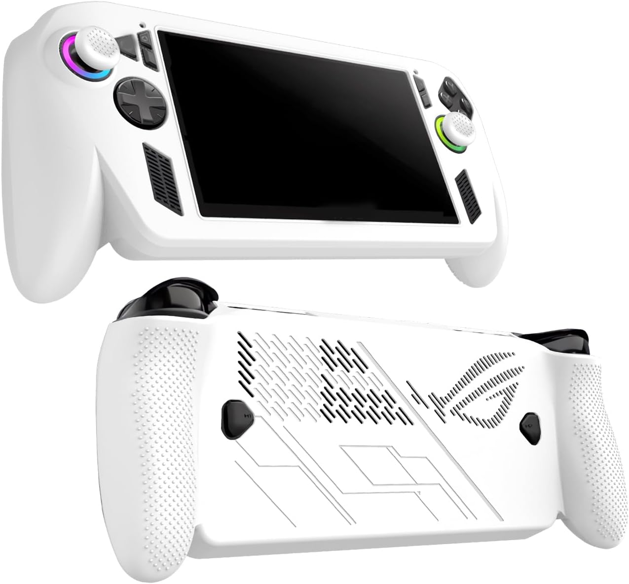 Soft Silicone Protective Cover Sleeve for ROG Xbox Ally X Fully Wrap Protection Skin Film Washable Scratch-resistant Shockproof Anti-Drop Case Accessories with Cushioning and Joystick Cap (White)