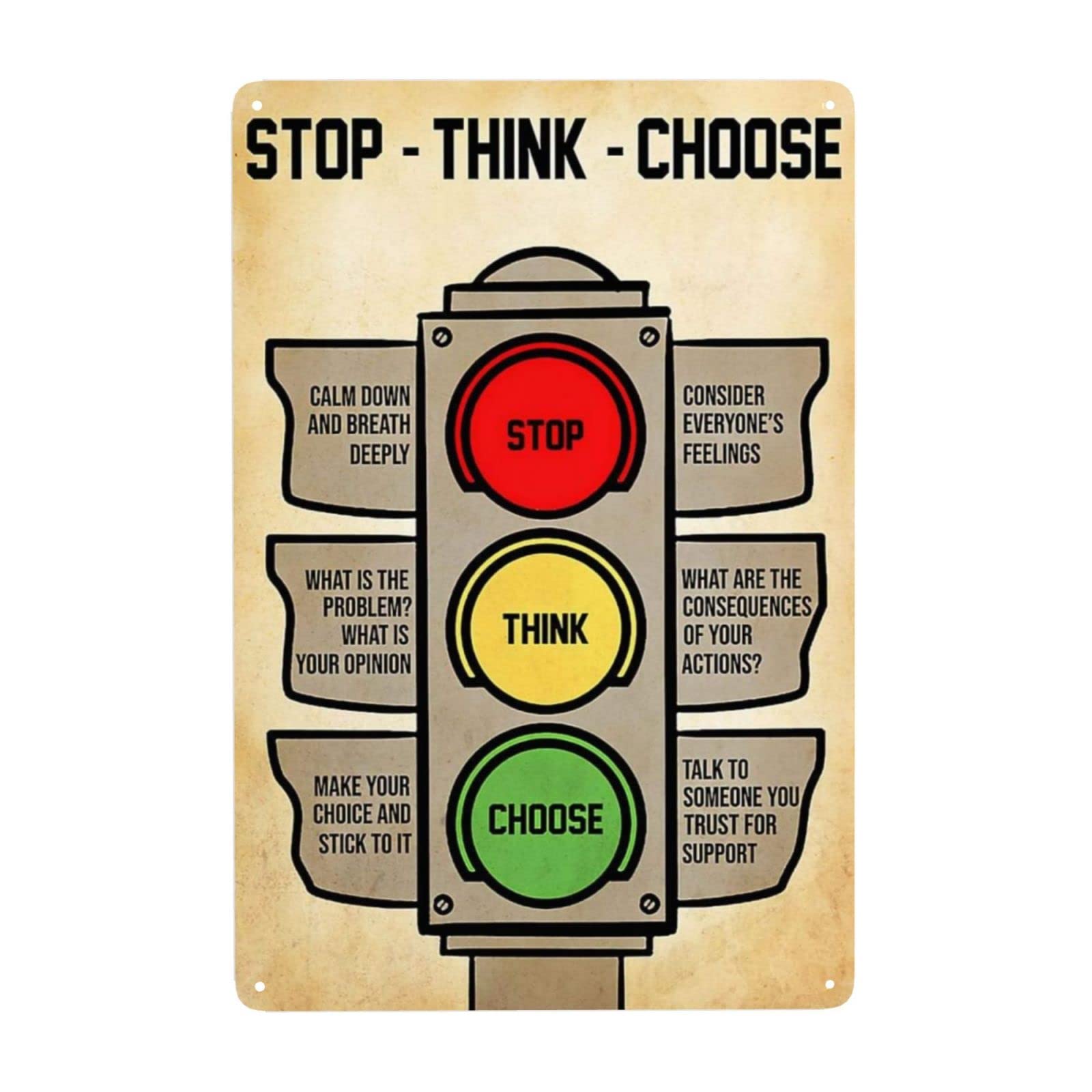 Bioprocess Stop-Think-Choose Wall Decor Kitchen Decor Wall Decor Poster Metal Sign 8X12 Inches