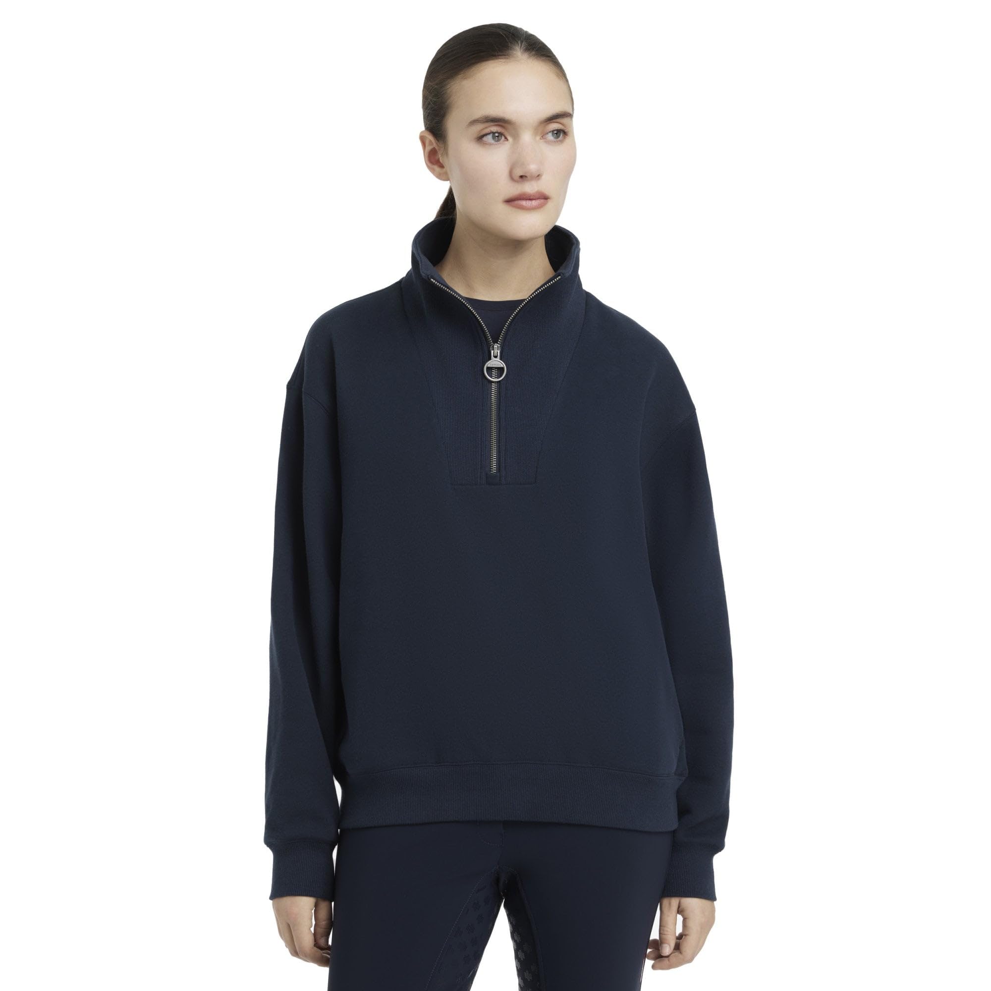 LeMieux Keira Quarter Neck Sweat - Relaxed Quarter Zip - Side Entry Pockets - Navy - UK14