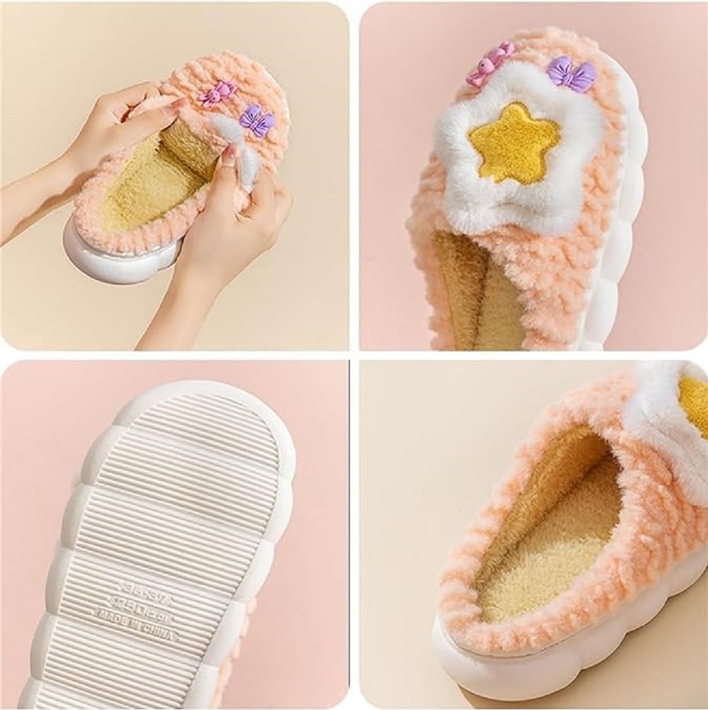 Panihari Warm Slipper for Women's Fur Closed Toe Intresting Star Winter Fashion for House & Bedroom Home Indoor Outdoor Sandals (1 Pair) 6 61c5LljCjML. SL1004