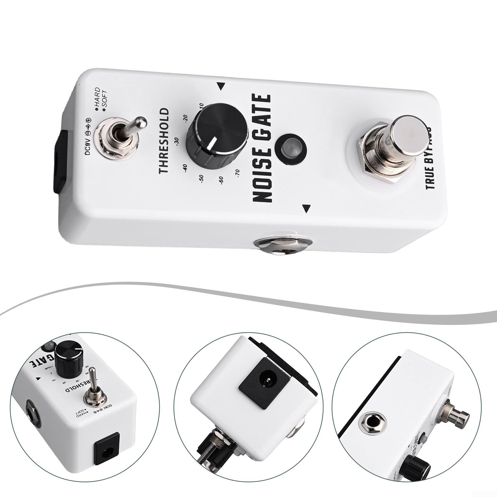 Noise Gate Pédale pour Guitare électrique, DC 9 V, Effets de Suppression du Bruit avec Modes Dur/Doux, pédale compacte en Alliage de Zinc pour Guitare