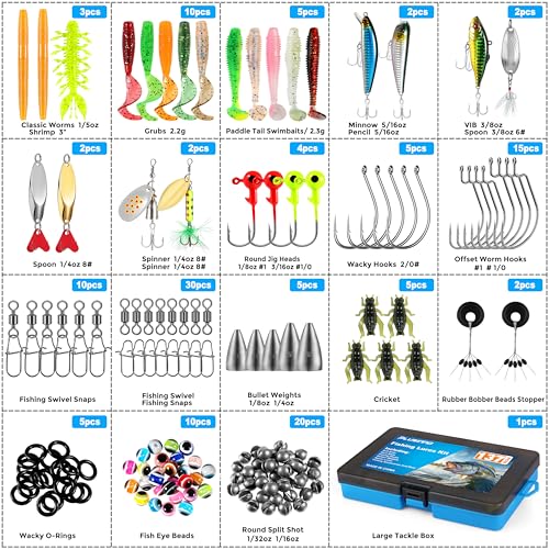 Image of PLUSINNO Fishing Lures, 137Pcs Tackle Box with Tackle Included, Crankbaits, Spoon, Hooks, Weights & Other Accessories, Fishing Bait Lure Gear Kit Gift for Men Bass Freshwater