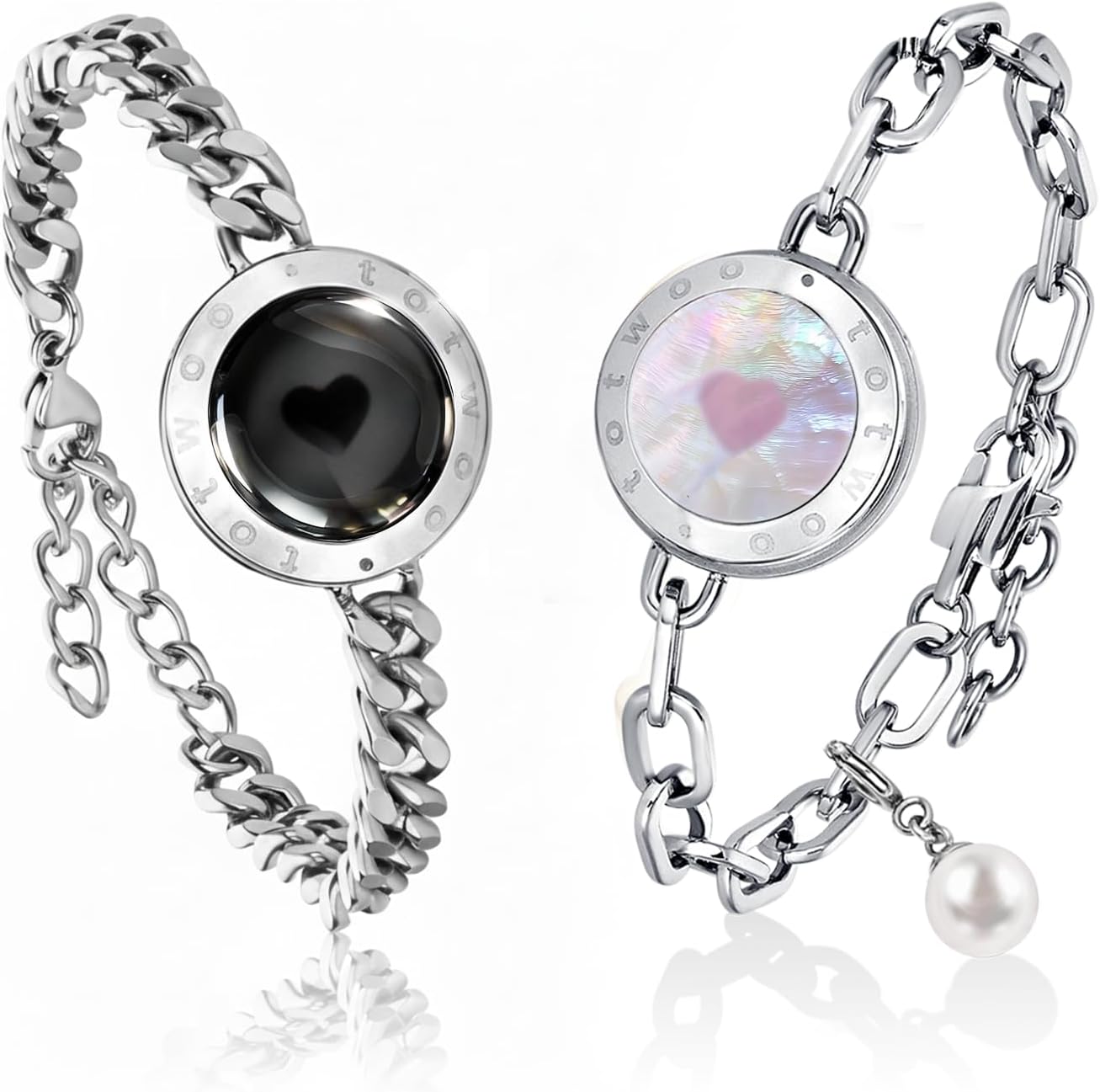 TOTWOO Soulmate Long Distance Touch Bracelet for Couples, Vibration & Light up for Love Couples Bracelets | Long Distance Unique Relationship Gifts for Girlfriend Bluetooth Pairing Jewelry