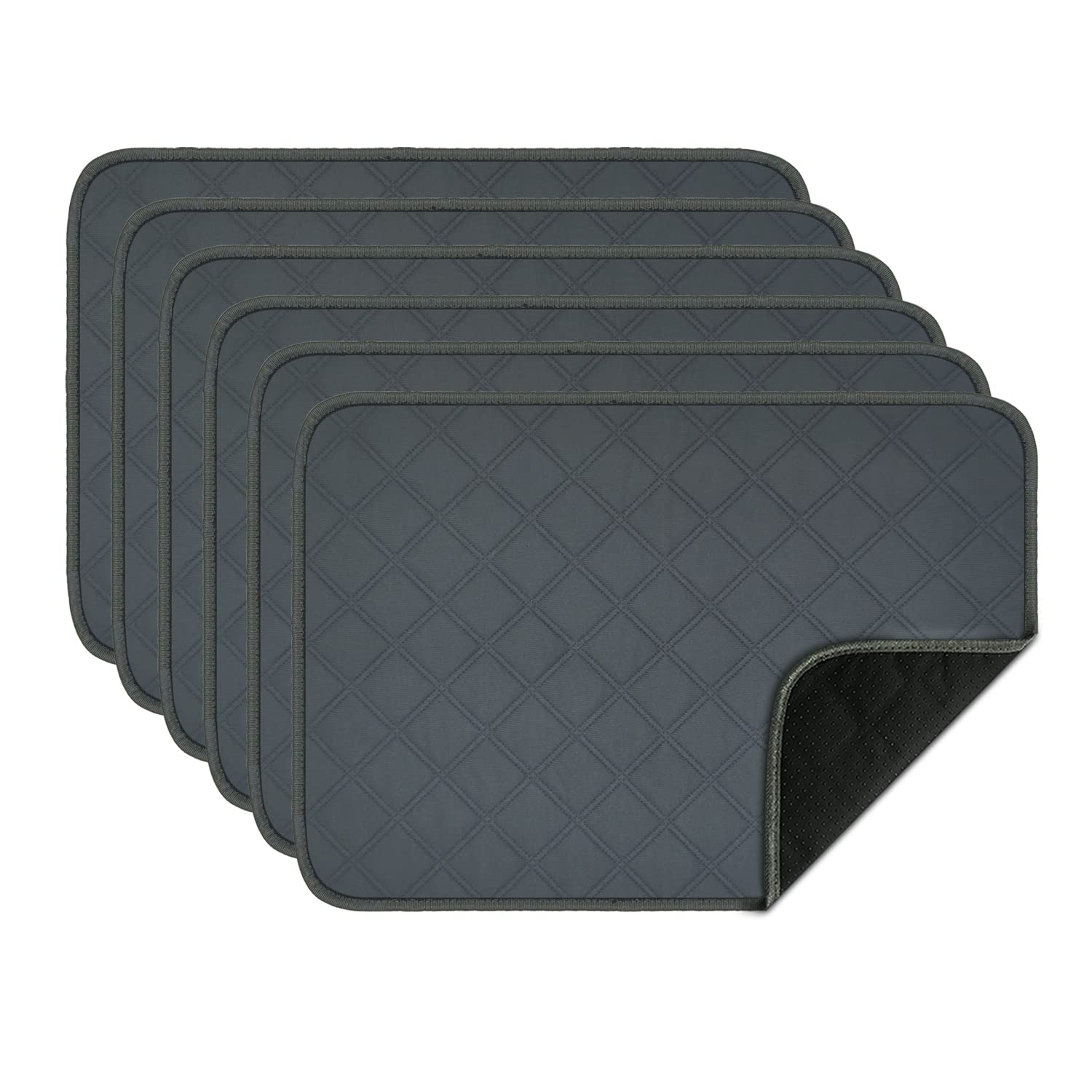 RIOUSSI Washable Pee Pads for Dogs, Reusable, Absorbent, Leakproof, Non Slip Pet Puppy Pads for Potty Training. Dark Gray, 20x28 Inch(6pack)