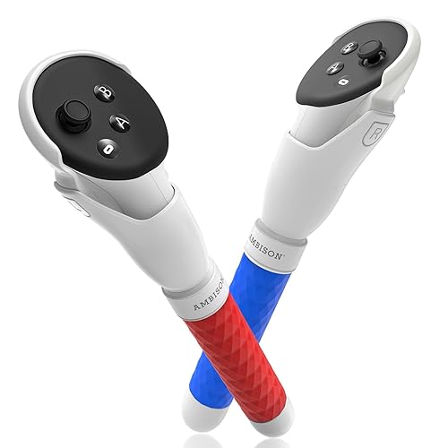 Ambison AMBISOM Handle Attachments for MetaOculus Quest 3 Controller Accessories,VR Game Gorilla Tag Long Arms Sticks,Beat Saber Handles Extension