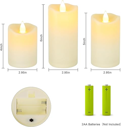 Miniatura 6 de Aignis Velas LED sin llama, velas impermeables para interiores y exteriores, funcionan con pilas, para decoración del hogar y boda, exquisito juego