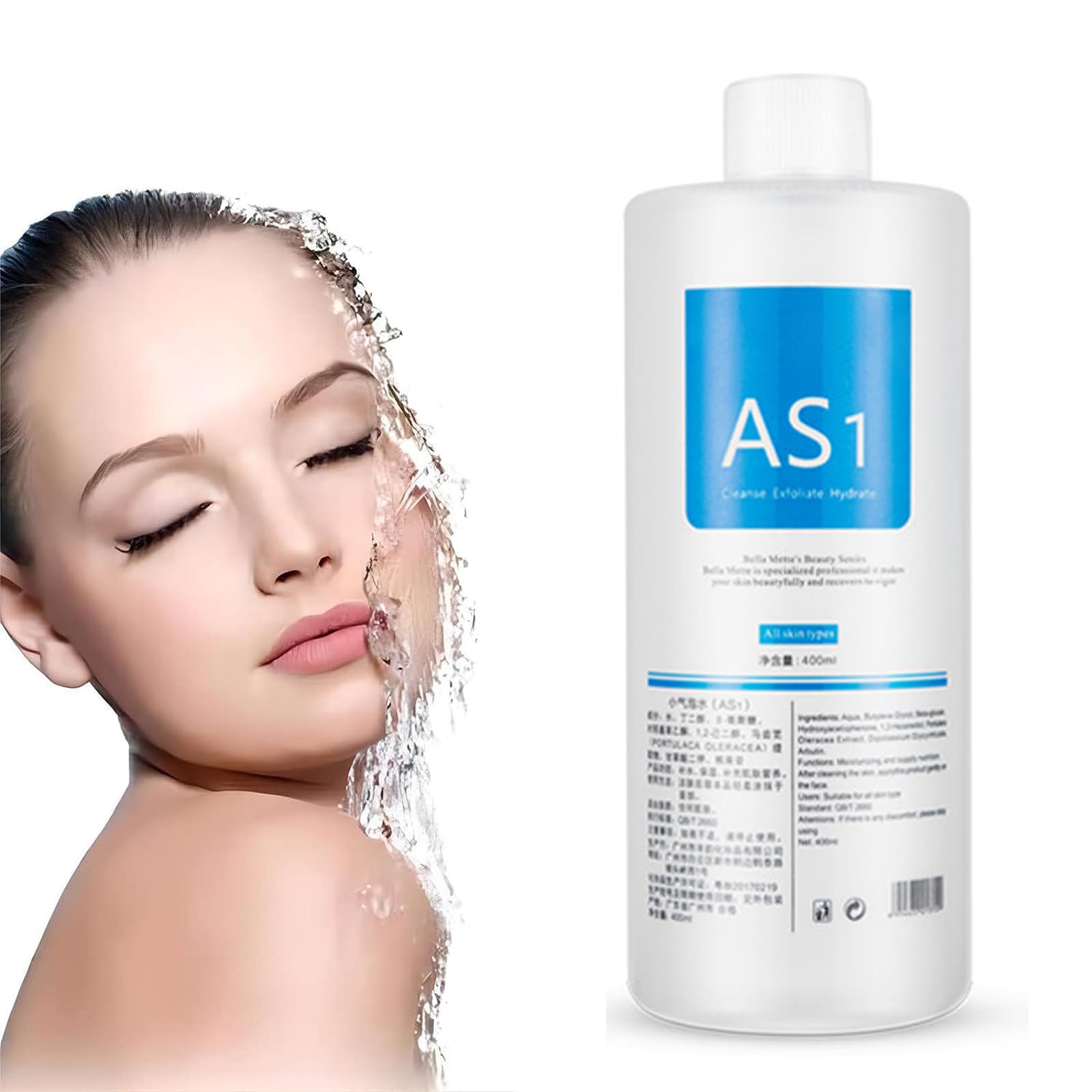 Aqua Peeling Solution AS1, Cura della Pelle Soluzione per la Bellezza del Viso, Peeling Solution Salon Professionale Dermoabrasione Facciale Soluzioni Speciali per Macchina Idrofacciale