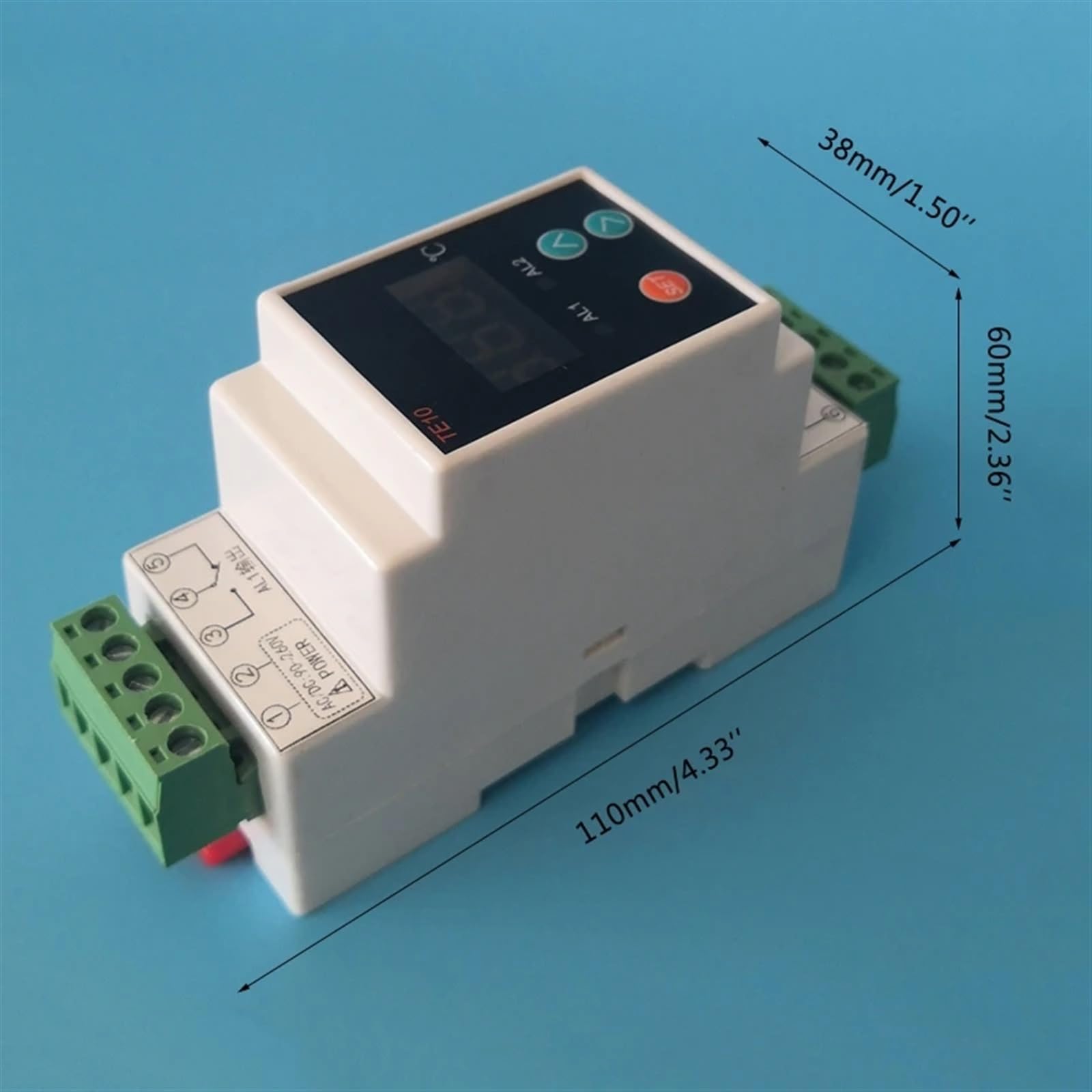Termostato DIN con sensore Standard 2 Uscita relè Funzione -40~110℃ Alta/Bassa Temperatura NO NC Uscita comune 7A/250VAC
