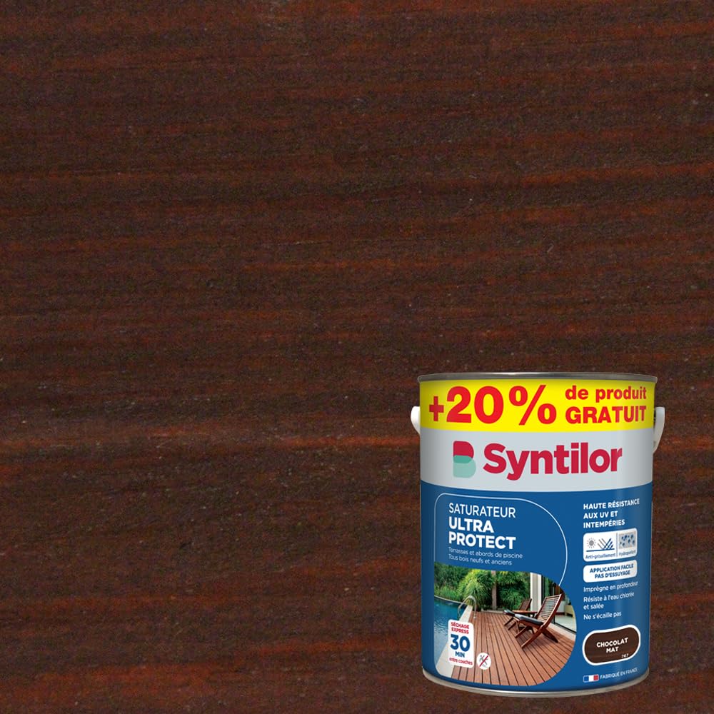 Saturateur Syntilor Chocolat 5L+20% huile de protection bois extérieur hydrofuge mat