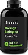 Moringa Biologica, 1800 mg per porzione, 260 Capsule Veganes | Superfood fonte di energia, vitamine, minerali e antiossidanti | 100% Ingredienti Naturali, Vegan, Senza Additivi | Zenement