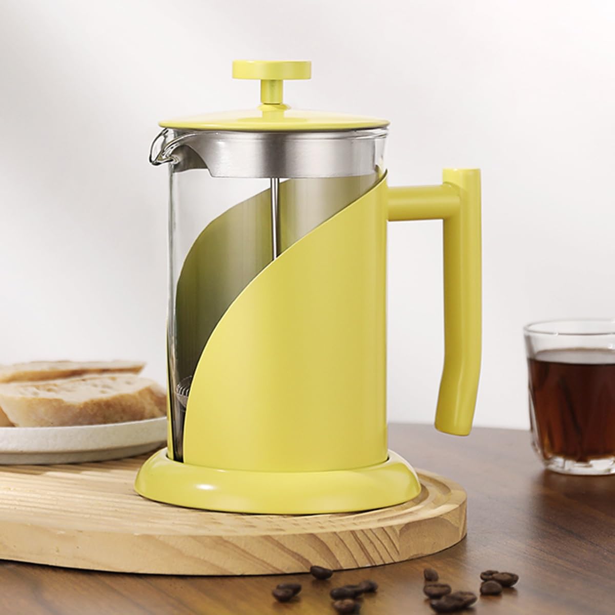 Zaparzacz do kawy French Press z systemem 3 filtrów, odporny na ciepło, gruby, ze szkła borokrzemianowego, ze stali nierdzewnej, do parzenia kawy i herbaty na zimno, łatwy do czysz