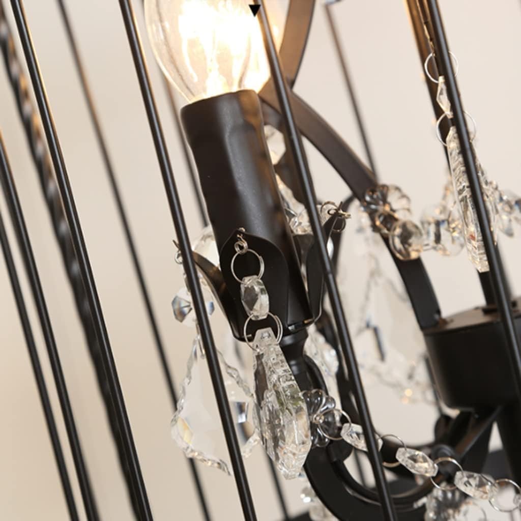 Lampa stojąca, wysokiej jakości lampa podłogowa, pogrubiona podstawa, metalowy klosz, lampa podłogowa z kreatywnym drążkiem do klatki dla ptaków, lampa do czytania, doskonały wybór (czarna)