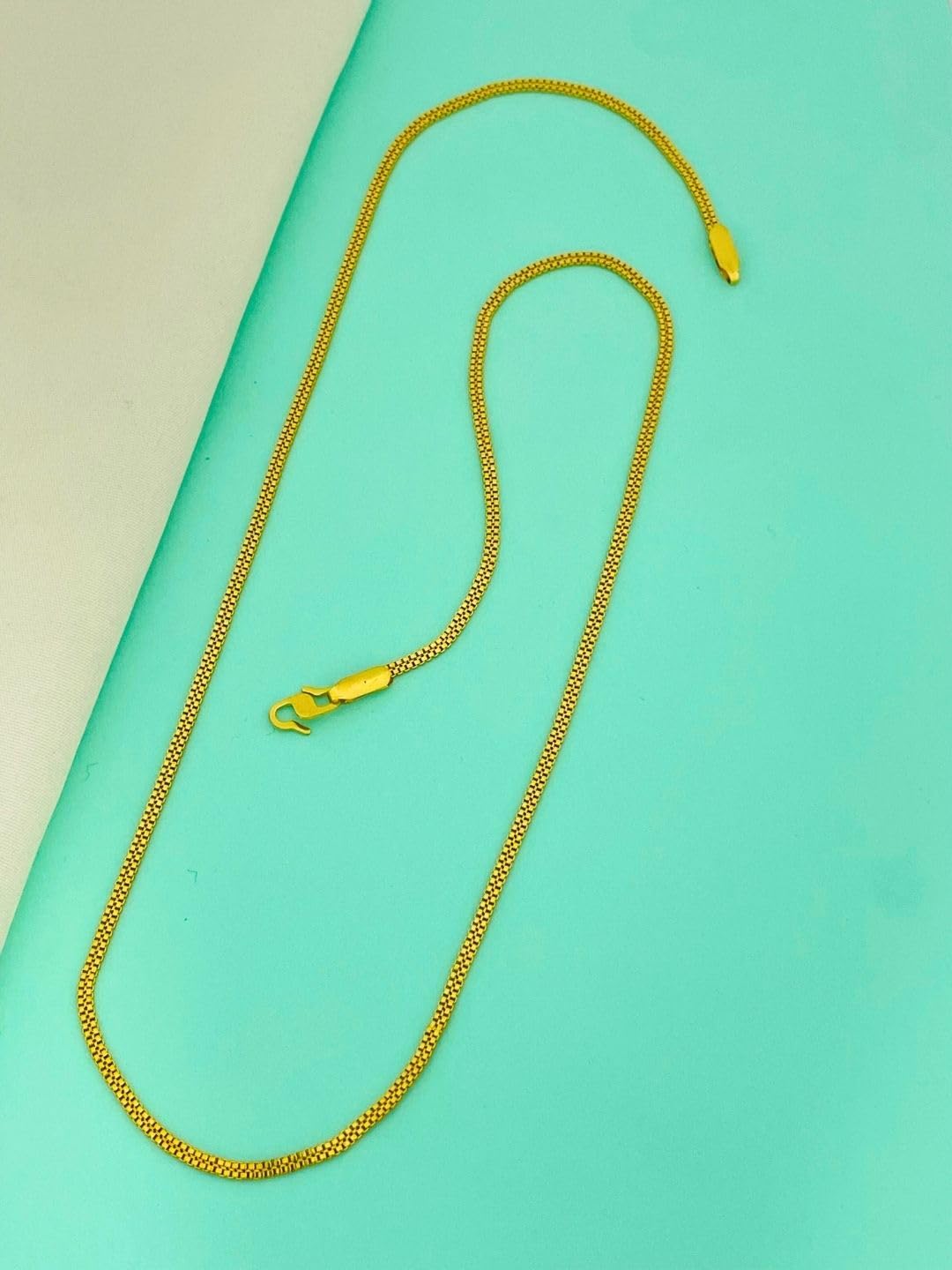 1 Gram Gold Chain for Men | Gold Plated, Anti Tarnish 18 Inch Chain, Strong Colour Stylish & Premium Designs-image-9