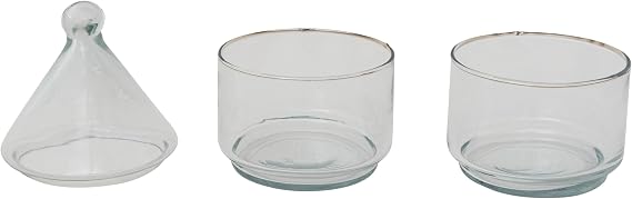 Bloomingville 2-Piece Hand-Blown Glass Stackable Jars with Lids, Clear