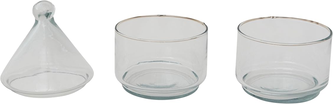 Bloomingville 2-Piece Hand-Blown Glass Stackable Jars with Lids, Clear