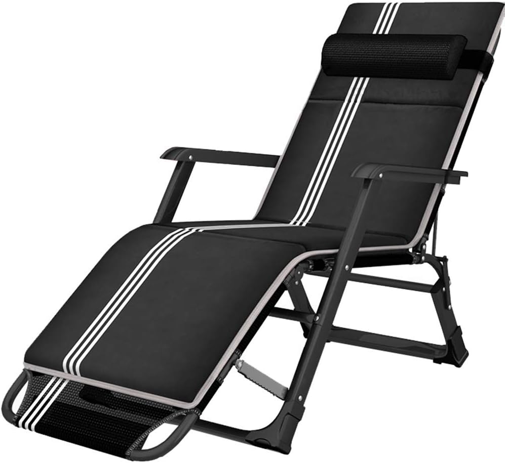 Generic Black Folding Zero Gravity Recliner Patio Lounger Chairs with Padded Cushion | Reclining Lawn Chairs Folding Heavy Duty | Outdoor Deck Chairs Lounge Chair for Adults Yard Pool Vision
