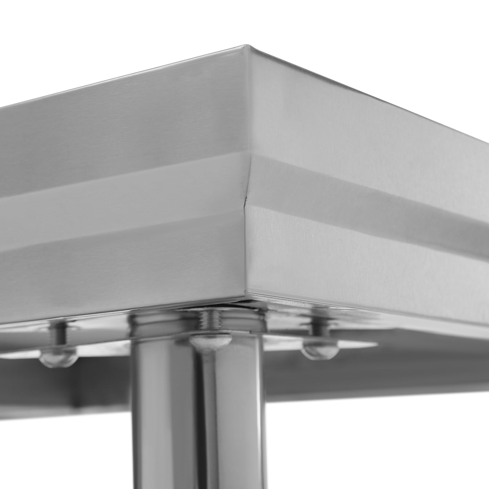 Mesa de trabajo de acero inoxidable, 3 estantes, mesa de acero inoxidable, hasta 100 kg, mesa de cocina plateada para preparar alimentos, mesa de cocina para trabajos preparatorios de cocina