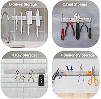 Vista 8 de Ninonly 16 Inch Magnetic Knife Strip, Premium Stainless Steel Wall Mounted Kitchen Knives Bar,Space-Saving Powerful No Drilling Magnetic Knife Rack