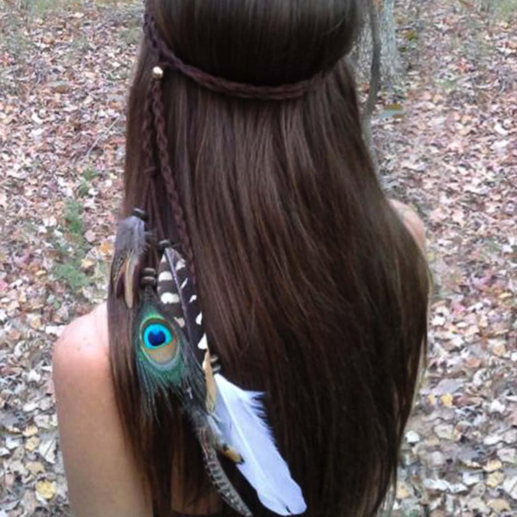 1 Pezzi Stile Bohémien, Fascia per Capelli Indiana Con Piume