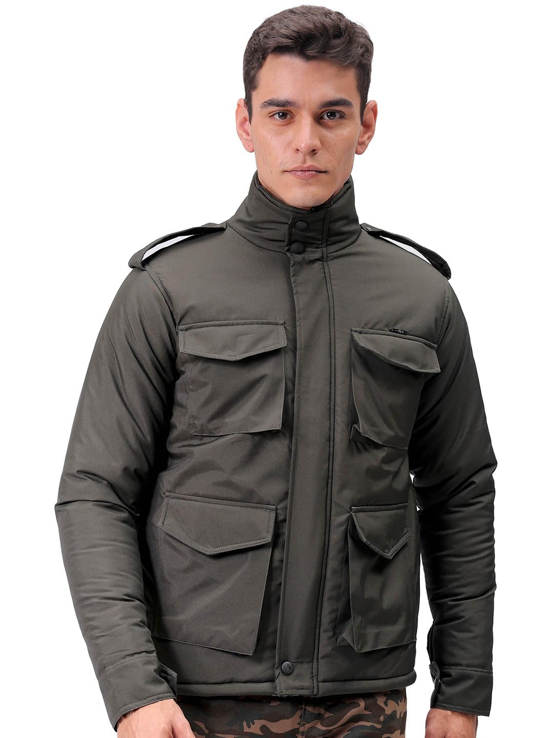 the indian garage co Men Slim Fit Solid Puffer Jackets-picture-41
